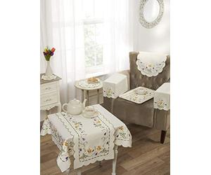 Emma Barclay Nappe brodée Spring en crème 91 x 91 cm 100% Polyester Crème 91 x 91 cm