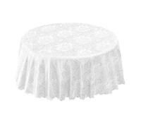 Emma Barclay Nappe Ronde en Jacquard avec Motif Rose damassée - Blanc - 160 cm