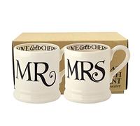 Emma Bridgewater - Grande Tasse Personnalisée Ceramique 300ml, Idée Cadeau pour Homme et Femme, Mug Original Peint à la Main pour Café, Thé, Cappuccino - Mr & Mrs Set