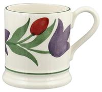 Emma Bridgewater Tasse en céramique avec bordure tulipe, blanc avec motif floral violet et rouge