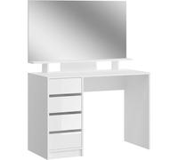 Emma console 4 tiroirs 1 étagère, avec miroir blanc brillant.