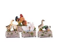 Emma Design Couple d'oiseaux de ferme avec capteur 13cm, Multicolore, 12x9x14 cm