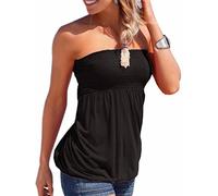 Emma Femmes Sexy sans Manches Extensible Plié Débardeur Élastique Doux Ruché Tube Chemise sans Bretelles Bandeau Boob Vest Blouse Blouse