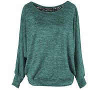 Emma & Giovanni - Pull avec Dos Dentelle Noir - Femme (Vert, S-M)