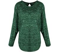 Emma & Giovanni - Pull Fin avec Dos Ouvert, Style Chauve Souris - Femme (Vert, S-M)