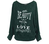 Emma & Giovanni - Sweater Oversize Manche Chauve Souris - Femme (Vert, L-XL)