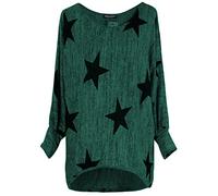 Emma & Giovanni - Top/Pull imprimé Etoile, Taille de S à XXL - Femme (Vert, M-L)