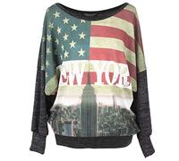 Emma & Giovanni - Top Style Manche Chauve Souris Oversize/Imprimé - Femme (USA, M-L)