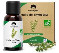 Emma Grün® Huile Essentielle Thym à Thymol BIO 30ml [100% naturelle] - Huiles Essentielles de Thym Bio AB - Huile de Thym Biologique Fraîche et Épicée - Huiles Essentielles à Base de Thym
