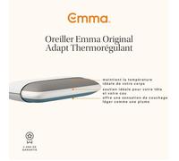 EMMA | Oreiller Emma Original Adapt Thermorégulant 70x40 | Mousse Visco-Adaptative Ergonomique| Housse Thermorégulatrice
