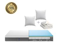Emma Pack Hybride 140x200 Cm Matelas Mémoire De Forme + Ressorts Meilleur Choix Emma 2 Oreillers Nuage Essentiel + Couette Nuage