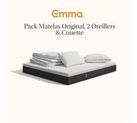 EMMA | Pack Matelas Emma Original+ 160x200 + 2 Oreillers Emma Original Confort + Couette Été Emma | Mémoire de Forme + Ressorts