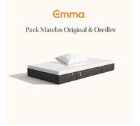EMMA | Pack Matelas Hybride II Plus 90x200 + Oreiller Nuage | Mémoire de Forme + Ressorts | Housse Plus Respirante | Dos Apaisé