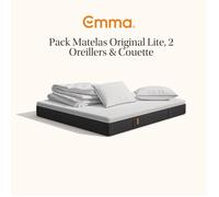 EMMA | Pack Matelas Emma Original Lite+ 160x200 + 2 Oreillers Emma Original Confort + Couette Été Emma | Ressorts +Mémoire de Forme