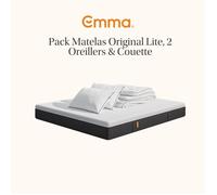 EMMA | Pack Matelas Original II Plus 160x200 + Oreiller Nuage Elite + Couette | Ressorts + Mémoire de Forme | Housse Plus