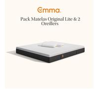 EMMA | Pack Matelas Emma Original Lite 160x200 cm + 2 Oreillers Emma Original Adapt | Ressorts + Mousse à Mémoire de Forme