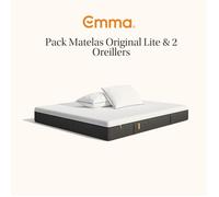 EMMA | Pack Matelas Emma Original Lite+ 180x200 + 2 Oreillers Emma Original Confort Elite 70x40 | Ressorts + Mémoire de Forme
