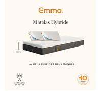 EMMA | Pack Matelas Hybride 200x200 cm + Oreillers | MEILLEUR CHOIX Emma | Mémoire de forme+Ressorts | Dos Apaisé | Confort Optimal