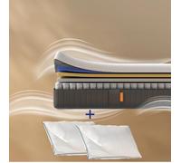EMMA | Pack Matelas Hybride II Plus 160x200 + 2 Oreillers Nuage | Mémoire de Forme + Ressorts | Housse Plus Respirante | Dos Apaisé