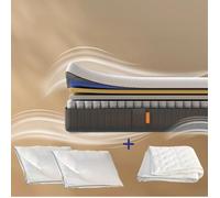 EMMA | Pack Matelas Hybride II Plus 160x200 + Oreiller Nuage + Couette Légère | Mémoire de Forme + Ressorts | Housse Plus