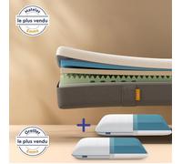 EMMA | Pack Matelas Original 140x190 cm + 2 Oreillers | Technologie Mémoire de Forme | Les Plus Vendus en France | Corps Détendu