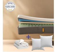 EMMA | Pack Original 140x190 | Matelas Mémoire de Forme | Confort Optimal N°1 en France | 2 Oreillers Nuage Essentiel +Couette