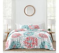 Emma Parure de lit 3 pièces pour enfants, adolescents, enfants Turquoise et corail