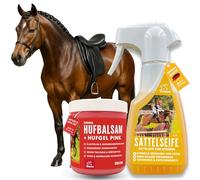 EMMA Savon de selle en cuir + graisse pour chevaux rose I Kit d'entretien du cuir et des chevaux pour l'entretien de la selle, bottes en cuir, bridon, entretien du cuir, voiture, canapé, chaussures