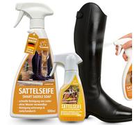 EMMA Savon de selle en spray I Soin du cuir pour chaussures de voiture, canapé, selle, cheval I Graisse pour cuir incolore I Bottes d'équitation Soap Soap Savon pour cuir I Nettoyant pour cuir de