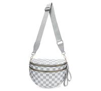 Emmafy Crossbody Bag for Women,Checkered/Solid Adjust Waterproof Bum Bag,Spacious Stylish Checkered Bum Bag (M)