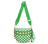 Emmafy Crossbody Bag for Women,Checkered/Solid Adjust Waterproof Bum Bag,Spacious Stylish Checkered Bum Bag (G)