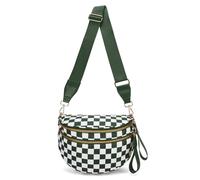 Emmafy Crossbody Bag for Women,Checkered/Solid Adjust Waterproof Bum Bag,Spacious Stylish Checkered Bum Bag (S)