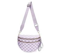 Emmafy Crossbody Bag for Women,Checkered/Solid Adjust Waterproof Bum Bag,Spacious Stylish Checkered Bum Bag (C)