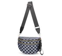 Emmafy Crossbody Bag for Women,Checkered/Solid Adjust Waterproof Bum Bag,Spacious Stylish Checkered Bum Bag (V)