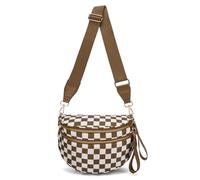 Emmafy Crossbody Bag for Women,Checkered/Solid Adjust Waterproof Bum Bag,Spacious Stylish Checkered Bum Bag (N)