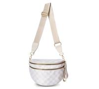 Emmafy Crossbody Bag for Women,Checkered/Solid Adjust Waterproof Bum Bag,Spacious Stylish Checkered Bum Bag (I)