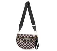 Emmafy Crossbody Bag for Women,Checkered/Solid Adjust Waterproof Bum Bag,Spacious Stylish Checkered Bum Bag (P)
