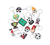 EMMALOUISESMITH Lot de 24 porte-clés de football, mini porte-clés, porte-clés de sport, thème de football, cadeau de fête d'anniversaire pour les enfants, 12 designs différents