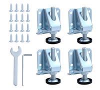 EMMALOUISESMITH Lot de 4 nivelleurs réglables pour charges lourdes avec 16 vis et 2 clés à molette, niveleurs de meubles argentés haute performance, niveleurs de pieds de table réglables pour armoires