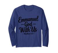 Emmanuel God with Us - Verset biblique inspirant chrétien Manche Longue