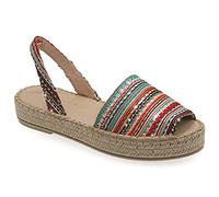 Emmanuela Espadrilles colorées en Tissu tricoté, Chaussures d'été Slingback de Boho Chic à Moyenne-Hauteur, Haute qualité Slip-on Peep-Toe Espadrilles, Cousu à la Main en Grèce