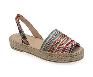 Emmanuela Espadrilles colorées en Tissu tricoté, Chaussures d'été Slingback de Boho Chic à Moyenne-Hauteur, Haute qualité Slip-on Peep-Toe Espadrilles, Cousu à la Main en Grèce
