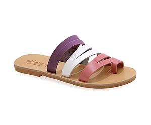 Emmanuela Sandales dans un style grec ancien, sandales à lanières en cuir à la main en cuir, chaussures d'été de haute qualité, curseur Boho Chic Rose Gold Gold Bronze Bronze Turquoise Blanc