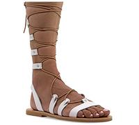 Emmanuela Sandales en cuir dans un style grec ancien, des sandales de gladiateur plat à la main avec des orteils ouverts, des chaussures d'été pour femmes