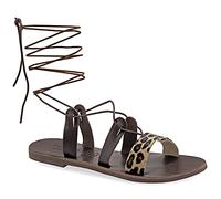 Emmanuela Sandales en cuir haute mollet dans un ancien style grec, gladiateur à la main, Sandales de reliure, sandales de haute qualité, chaussures d'été avec des orteils ouverts