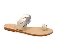 Emmanuela Sandales en cuir plates à la main avec une sangle tressée, chaussures d'été de haute qualité pour femmes, sandales à glissière à anneau, sandales Boho en or rose blanc