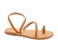 Emmanuela Sandales en cuir tressées à la main grecs d'Emmanuela Antique, Chaussures d'été à la cheville de haute qualité pour femmes, sandales plates avec orteils ouverts