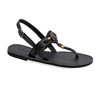 Emmanuela Sandales grecques en cuir antique avec boucles réglables, chaussures d'été de haute qualité avec bretelles de cheville pour femmes, sandales avec des éléments métalliques