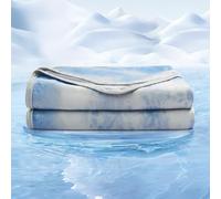 EMME Arc-Chill Q-Max Couverture rafraîchissante - 127 x 177 cm - 2 en 1 - Double face - Légèrement respirante - Couvre-lit - Bleu aquarelle