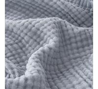 EMME Couverture en Coton 100% Mousseline pour Adulte, 127 x 177 cm, 4 Couches, Respirante et Douce, pour canapé, pour Toute Saison, prélavée, Couvre-lit, Bleu Gris